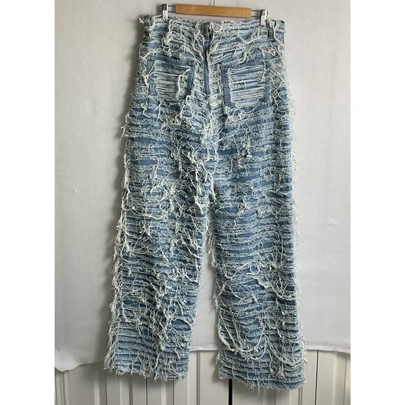 Swank a Posh Tear It Up Ultra Distressed Wide Leg Jeans Medium Wash - Picture 3 of 15
